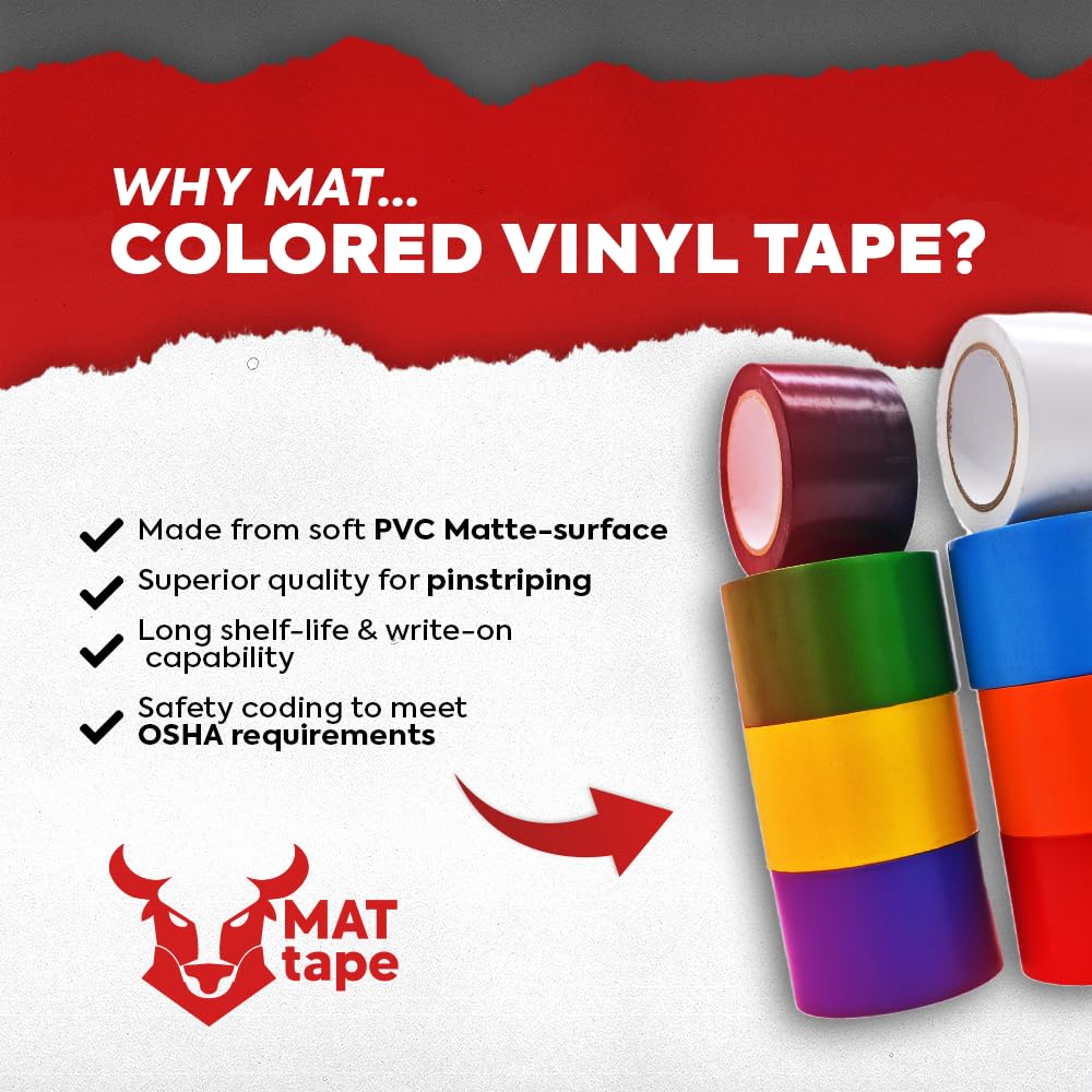MAT Vinyl Marking Tape Brown - 2 inch x 36 yds. for Safety Floor Marking (School Gym, Restaurants, Warehouse), Dance Floor Splicing, Pinstriping Cars & Boats