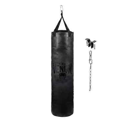 Venum Origins Punching Bag (Ceiling Mount Included) - Black/Black, 100 lbs