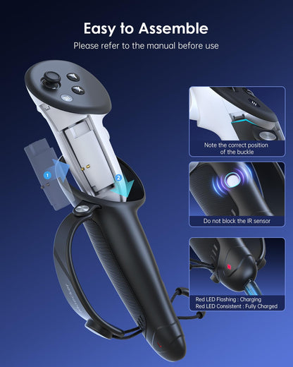 Maecker Charging Controller Grips for Meta Quest 3S for Quest 3 Controller Straps with Rechargeable Battery for Quest 3S/3 Accessories