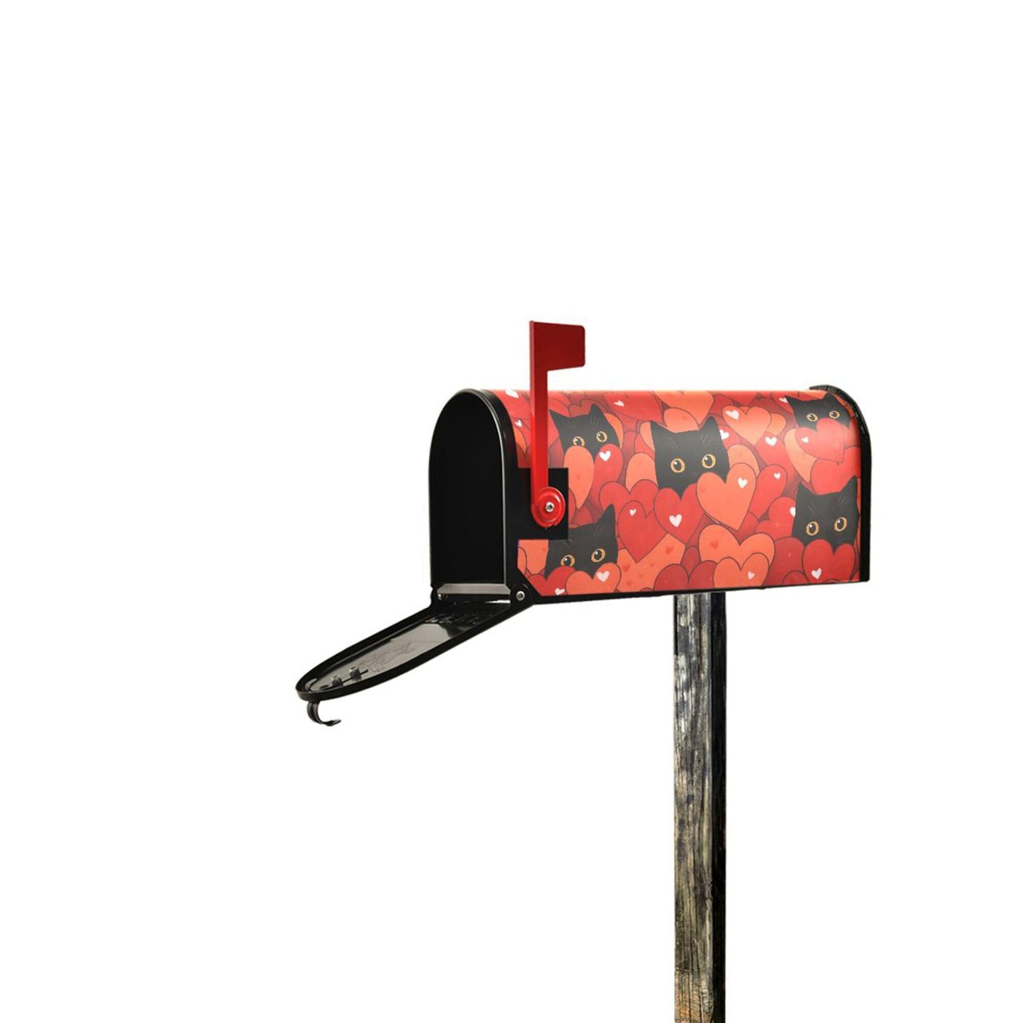 Happy Valentine’s Day Red Magnetic Mailbox Covers Love Cats Heart Kitty Mailbox Cover Over Size Full Magnet Garden Yard Porch Mail Boxes Cover Holiday Decorations 25" L x 21" W