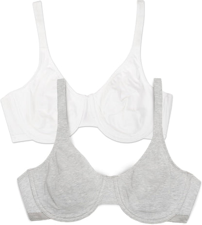 Fruit of the Loom Women's Multi-Pack Unlined Underwire Cotton Bra