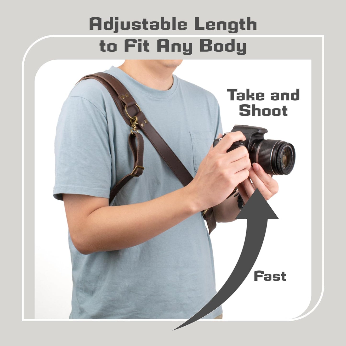 4J LEDR Leather Camera Harness for One Camera,Single Leather Camera Strap for Photographers,Camera Shoulder Strap Camera Harness for Photographers Quick Release Gear DSLR,BROWN