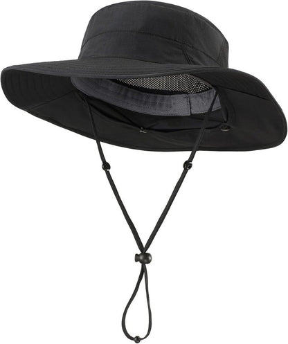 UPF 50+ Wide Brim Sun Hat with Neck Flap | Summer Bucket Hat for Gardening & Fishing