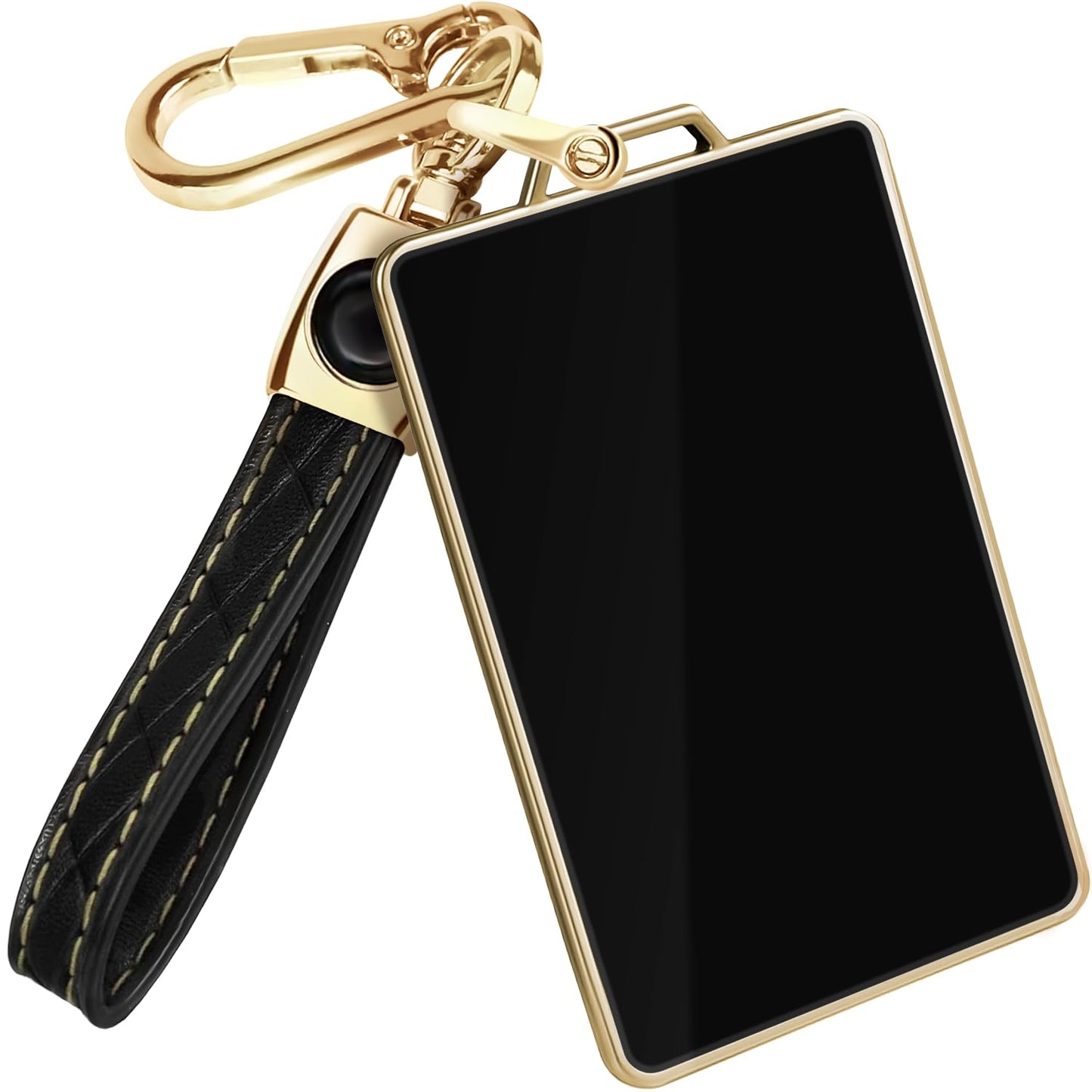 Lucrum Compatible with Tesla Card Key Holder & Leather Keychain - Model 3, S, Y, X, Cybertrack 2023-2024 TPU Accessories - Black
