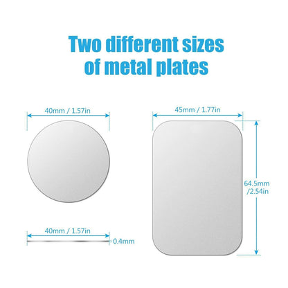 Mount Metal Plate with Adhesive for Magnetic Cradle-Less Mount by WixGear - X4 Pack 2 Rectangle and 2 Round (Compatible with Magnetic mounts) (Black)