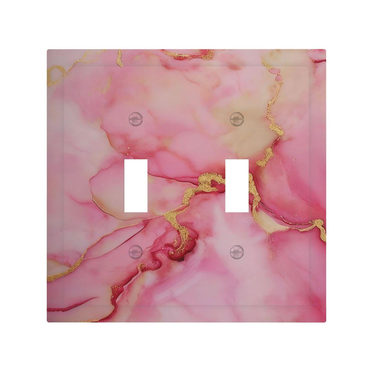 Decorative Art Light Switch Covers Pink & Gold Flow 2 Gang Double Toggle Wall Plate Decorative Switchcover Electrical Switchplate for Home Decor