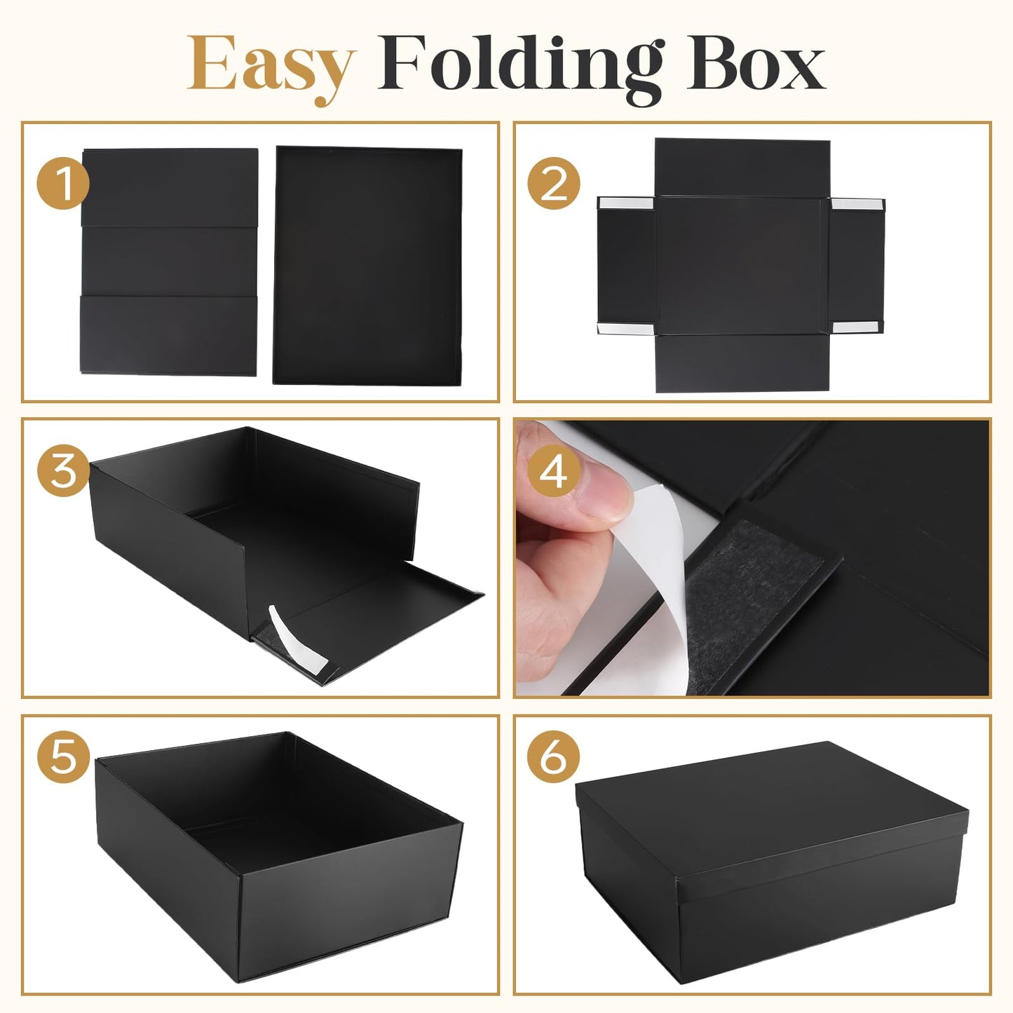 Gift Box, 16.5x13x5.5 inches Large Black Gift Boxes with Lids for Presents, Birthday Box Contains Card Ribbon Shredded Paper Filler, Gift Wrap Boxes for Valentine Mother's Day Christmas Anniversary