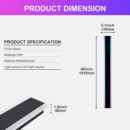 2 Pack RGB Outdoor Long Wall Lights Fixture,40 inch Modern Outdoor LED Wall Light,Dimmable Outside Wall Sconce Linear Lights,Exterior Lighting Fixtures for Garage,Porch,Patio,Front Door
