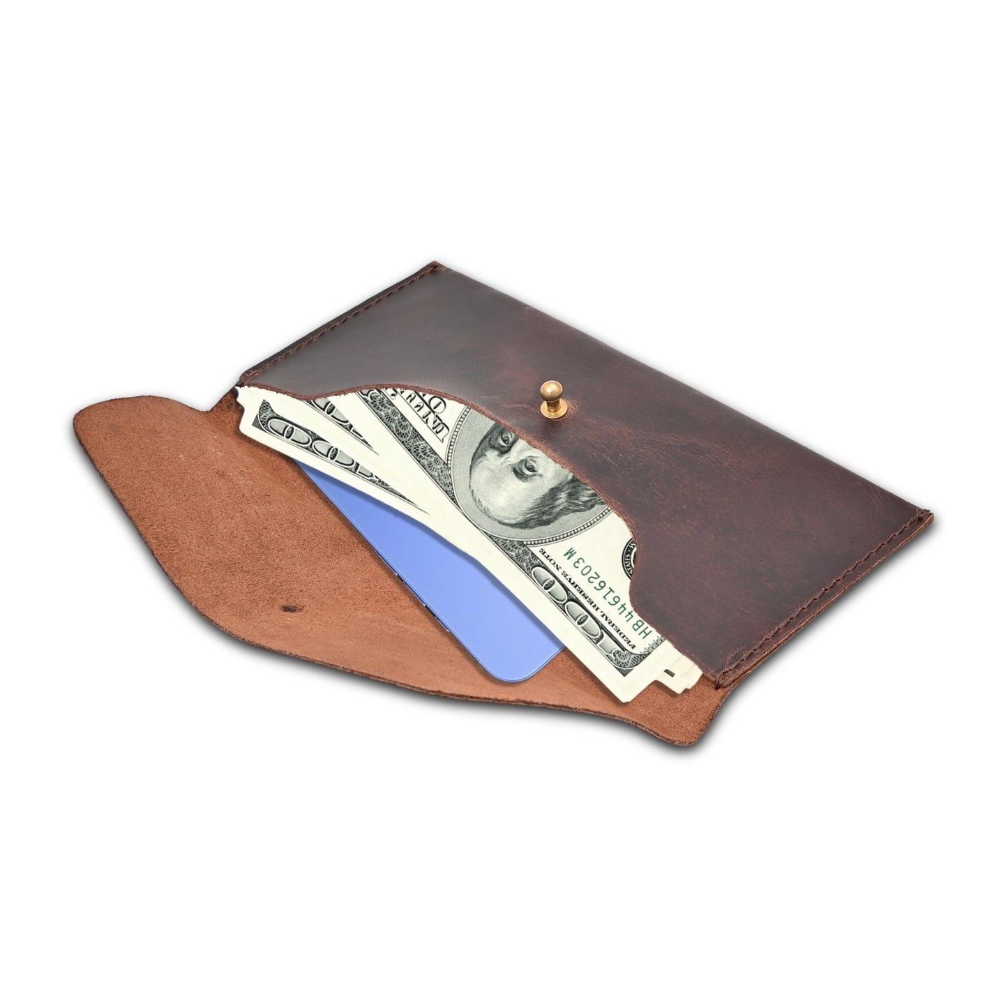 Autentico Leather Money Cash Envelopes Wallet for Men, Money Bag Pouch Reusable Budget Envelope, Retro Clutch Wallet, Dark Brown