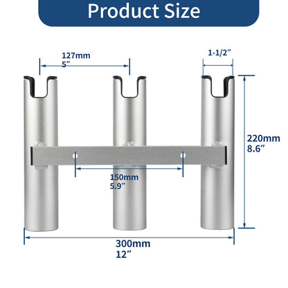 Marinebaby Fishing Boat Rod Holder Aluminum,3 Link Tube Aluminum Rod Rack, Suit Boats & Yacht