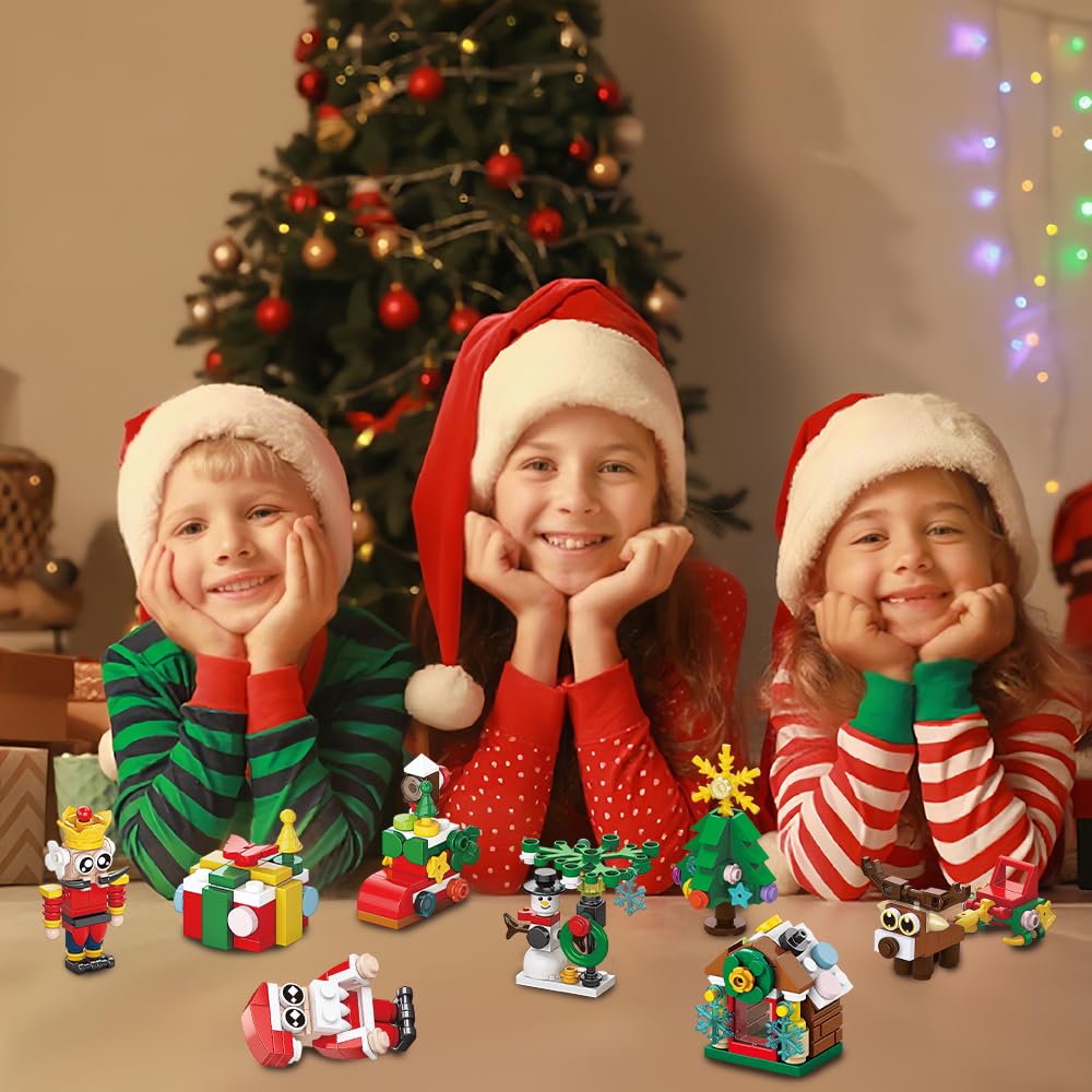 JOICEE Christmas Ornaments Building Blocks, 18 Pack Xmas Tree Ornaments Building Sets with Strings Hanging Decoration Toys for Kids Holiday Party Favors Gifts Stocking Stuffers