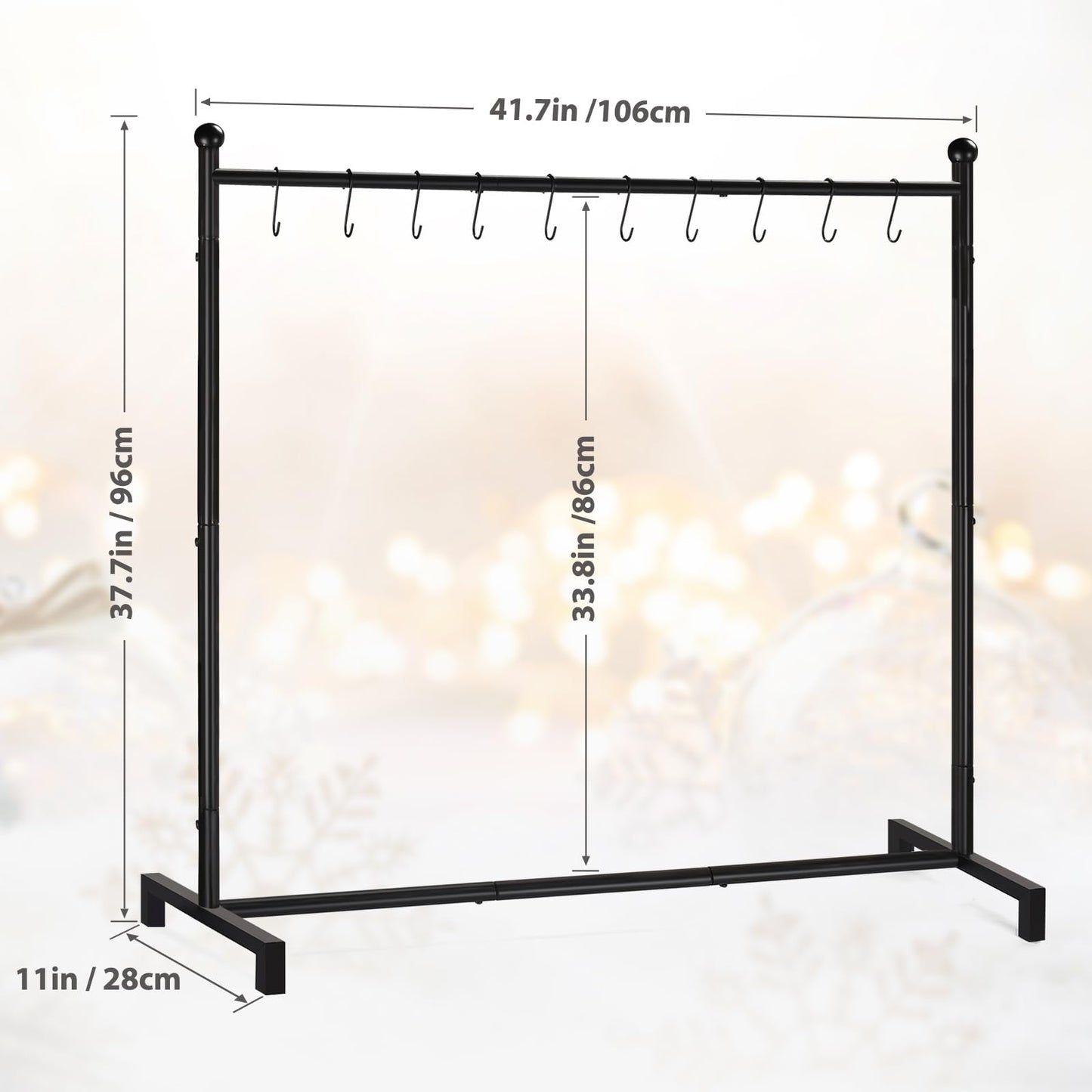 popamaz Christmas Stocking Holder Stand with 10 Hooks, Floor Metal Stocking Hangers, Christmas Holiday Décor Hanger Display for Home, Floor, Living Room