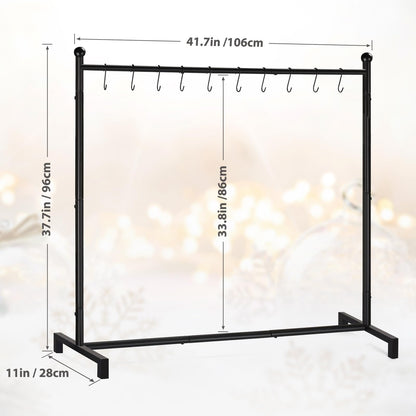 popamaz Christmas Stocking Holder Stand with 10 Hooks, Floor Metal Stocking Hangers, Christmas Holiday Décor Hanger Display for Home, Floor, Living Room
