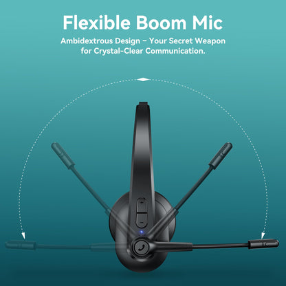 Sarevile Bluetooth Headset with USB Dongle for Computer, Single-Ear Wireless Headset with Noise Cancelling Microphone for Office & Truckers, Bluetooth V5.2 with Mute Button for Work