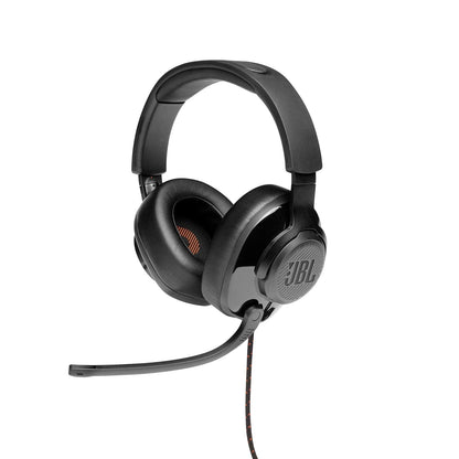 JBL Quantum 200 - Wired over-ear gaming headset with Voice focus directional flip-up mic and memory foam ear cushions (Black)