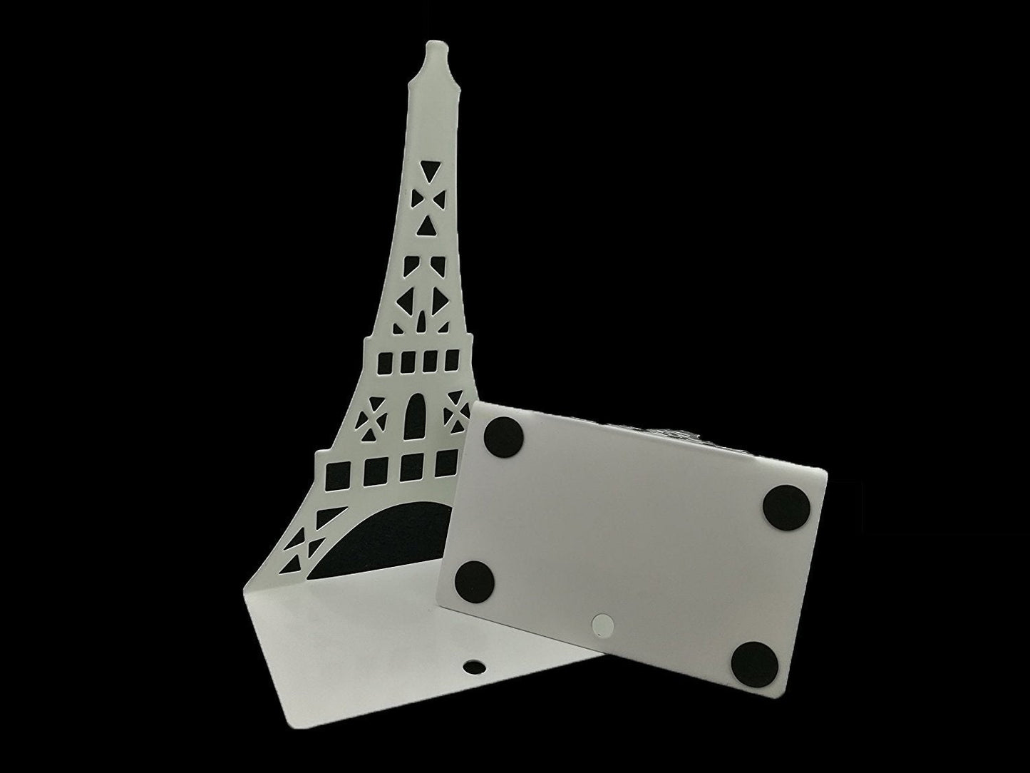 One Pair Creative Paris Eiffel Tower Book Organizer Metal Bookends for Kids School Library Desk Study Home Office Decoration Gift (White)