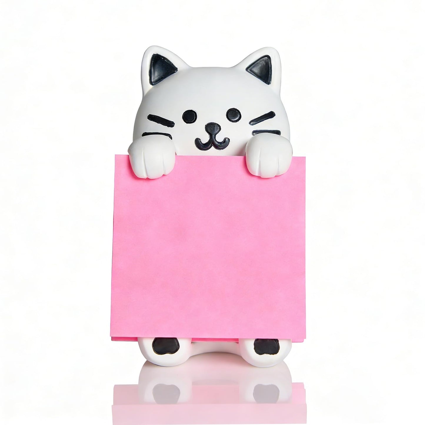 Cat Pop-up Sticky Note Dispenser, Includes 1 Pad of 3x3 in Super Sticky Notes, 100 Sheets, Resin Desk Holder for Office & Home