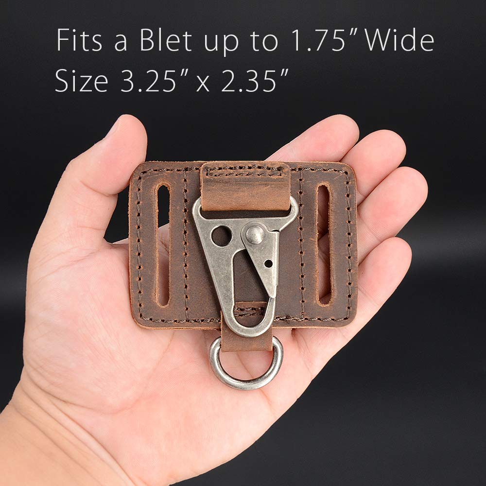 EDC Leather Key Ring Holder, Heavy Duty Belt Clip Key Fob, Chestnut