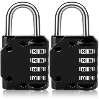 Vervida® Combination Lock Resettable 2 Pack 4 Digit Outdoor Waterproof Combo Padlock for School Gym Locker, Sports Locker, Fence, Toolbox, Gate, Hasp Storage (Black)