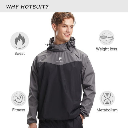 HOTSUIT Sauna Suit Men Weight Loss Gym Exercise Sweat Suits Workout Jacket, Gray, XL