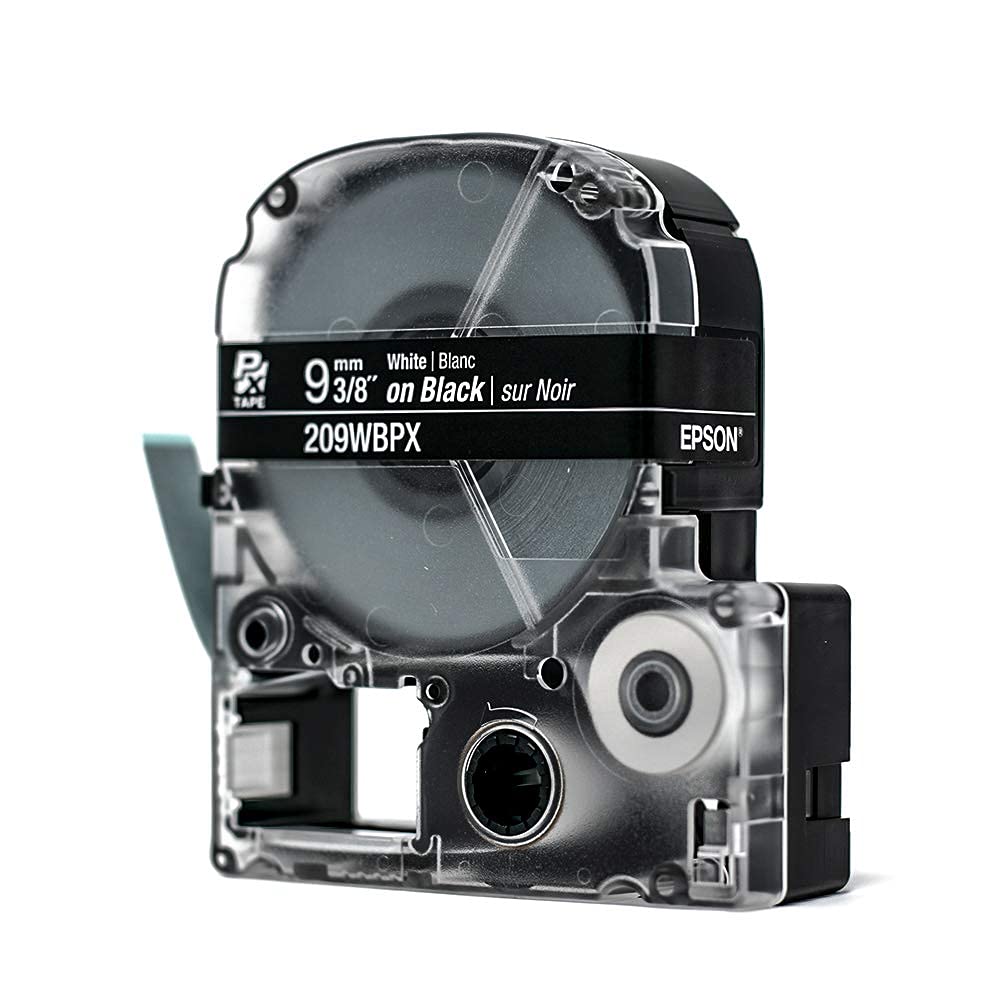 Epson LABELWORKS 209WBPX PET Tape Cartridge - White on Black Standard Industrial Label Maker Tape - 3/8" (9MM) Wide, 30 ft