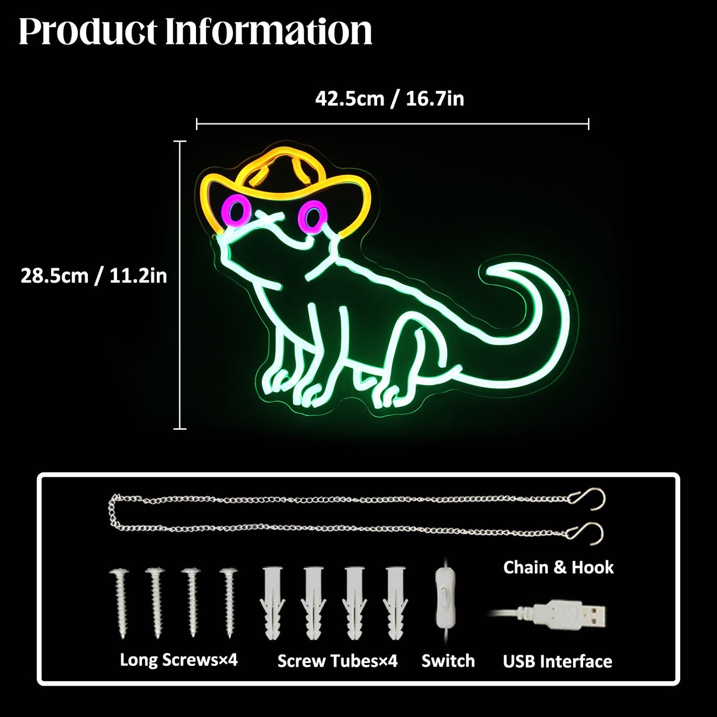 Cowboy Green Iguana Neon Sign Lizard Neon Lights Reptile with Cowboy Hat LED Signs for Wall Decor Anime Neon Light Sign Animal Light Up Signs for Kids Bedroom Game Room Birthday Party Decor
