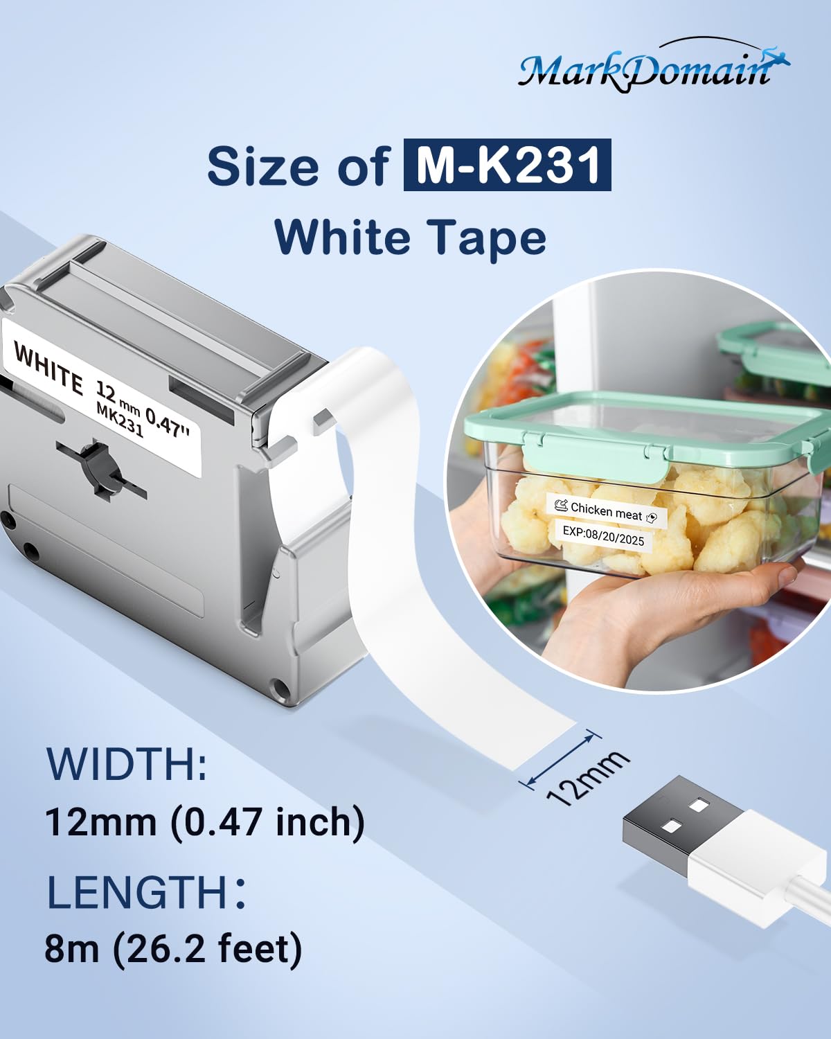 10 Pack M-K231 Label Tape Compatible with M-K231s Brother P Touch M Tape 12mm 0.47 White MK231 M231 M-231 Work for Brother PTM95 PT-M95 PT-65 PT-45 PT-80 PT-70 PT-90 Label Maker Refills