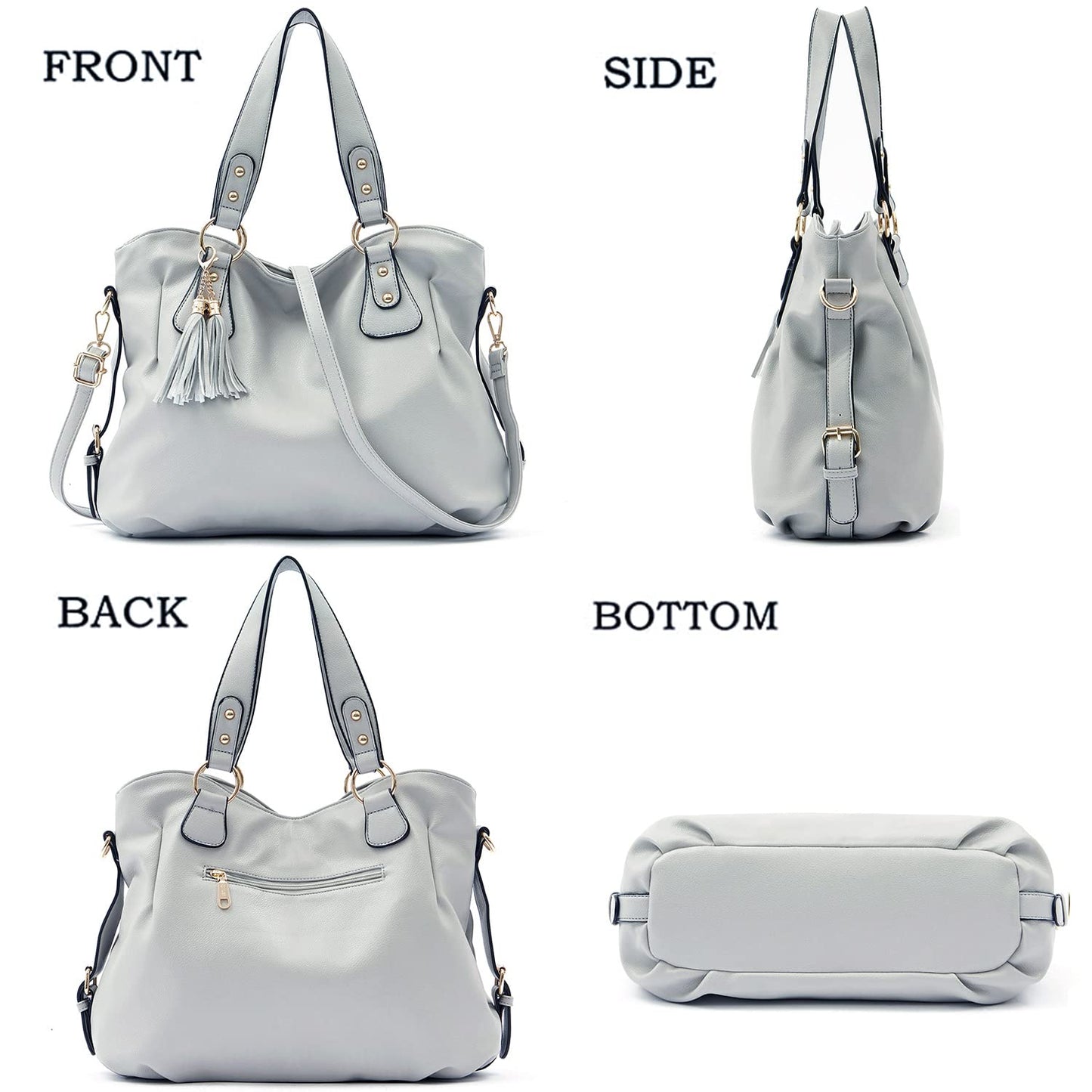 Purses And Wallets Set For Women Tote Handbags Large Hobo Bag, Grey