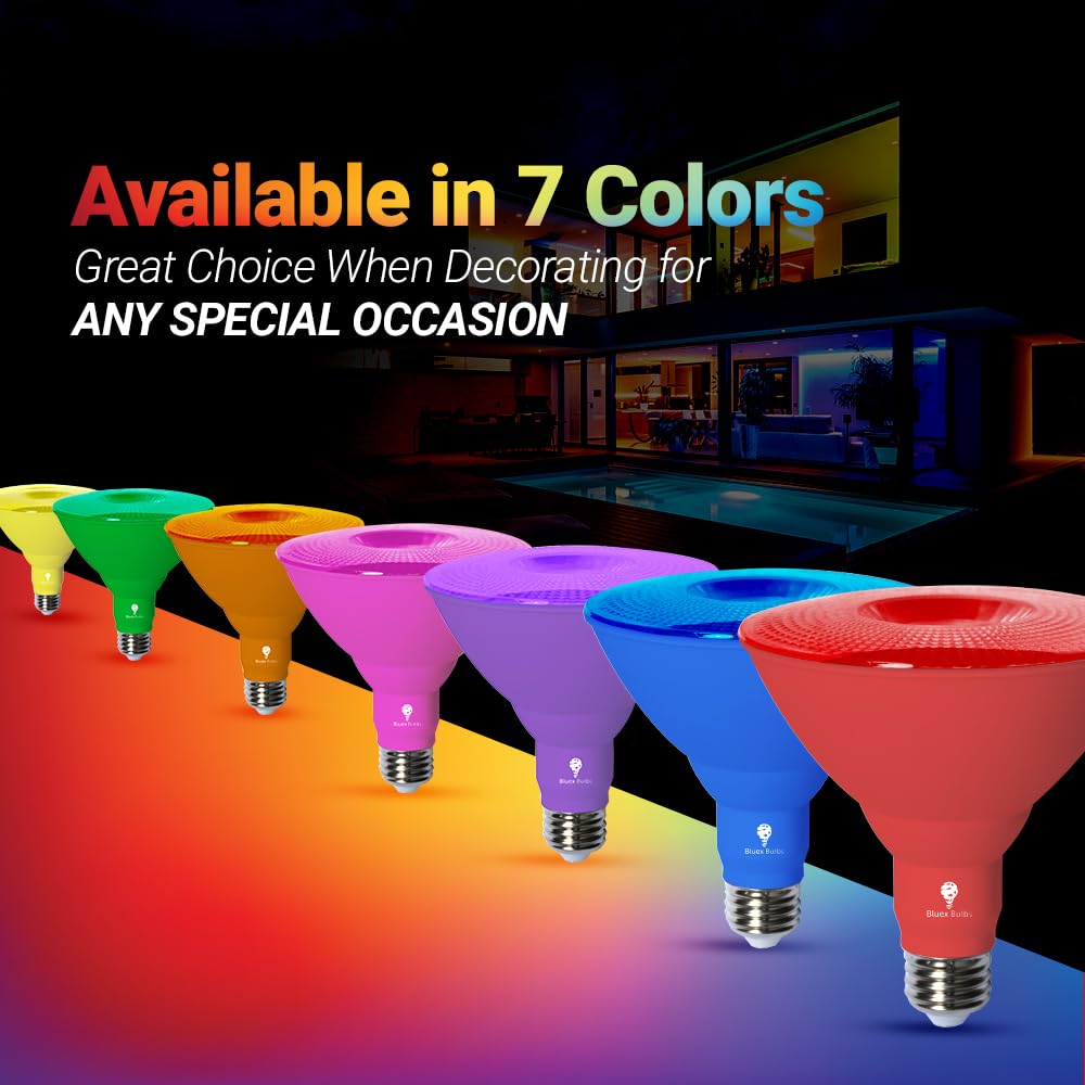 6 Pack BlueX LED Par38 Flood Green Red Light Bulb - 18W (120Watt Equivalent) - Dimmable - Green Red E26 LED Lights, Party Decoration, Porch, Home Christmess Lighting