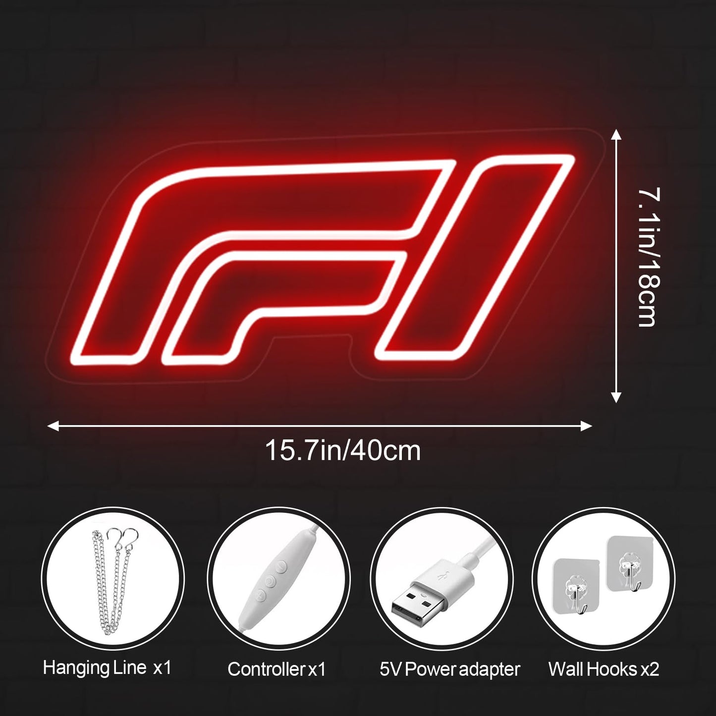 Racing Logo Neon Sign, MotorSport LED Light, Racing Sports Neon Sign, Garage Decor, Sport Car Sign, Racing art Decoration, 15.7"x7.1"