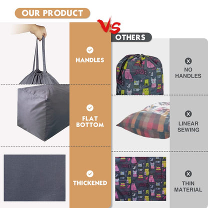 UniLiGis Washable Travel Laundry Bag with Handles and Drawstring (2 Pack), Heavy Duty Large Enough to Hold 3 Loads of Laundry, Fit a Laundry Basket or Clothes Hamper, 27.5x34.5 in,Grey