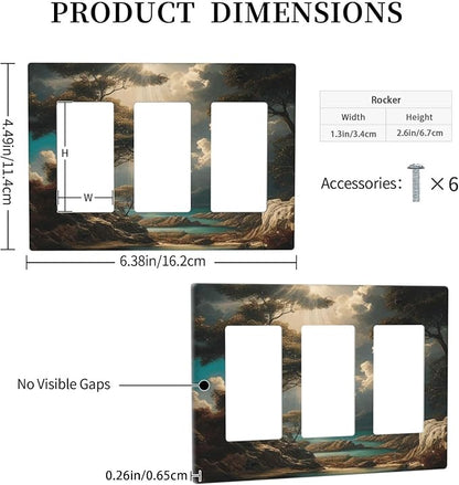 Decorative Art Light Switch Covers Sunburst Over the Wilderness 3 Gang Triple Rocker Outlet Switch plate GFCI Faceplate GFCI for Home Decor