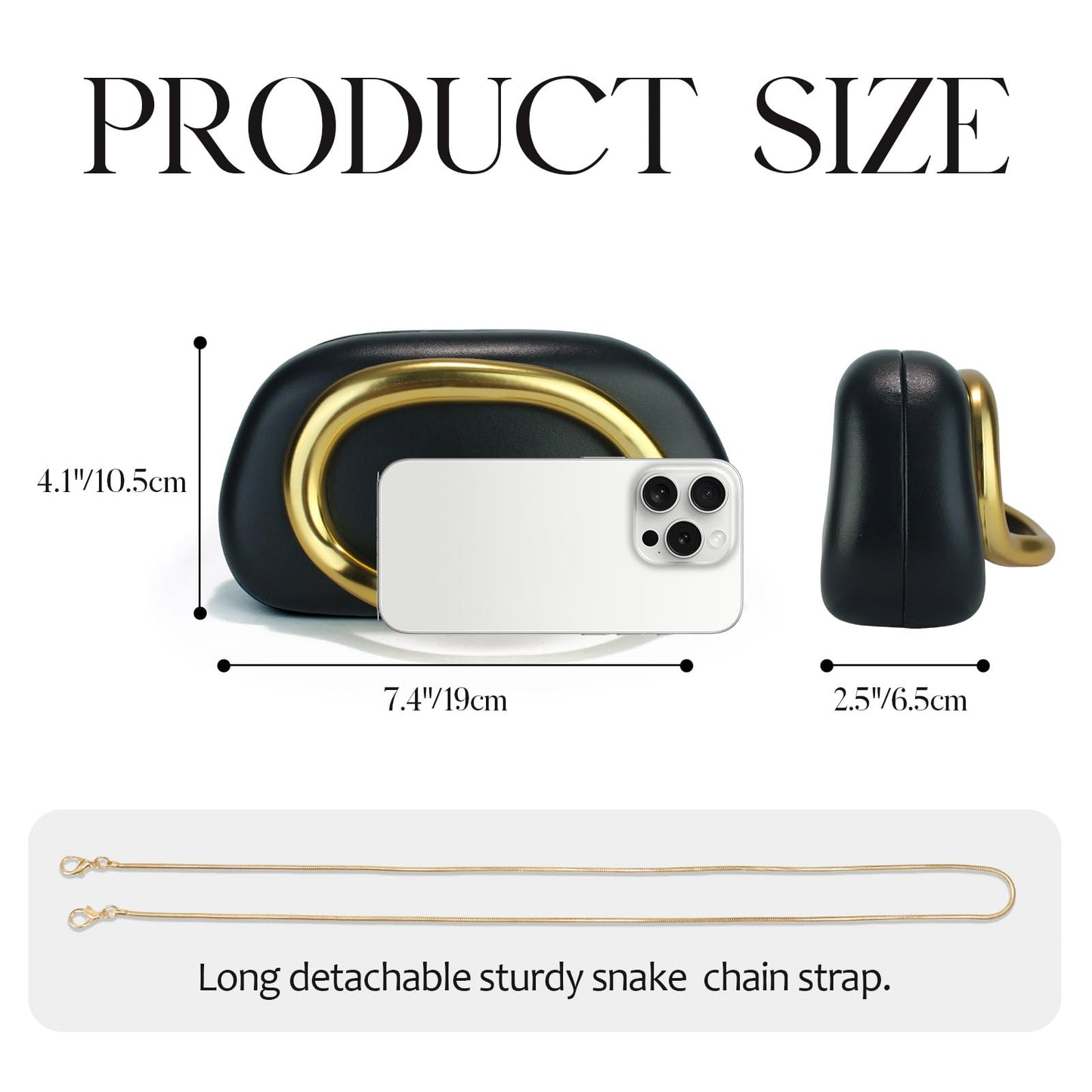 OOAAVVJL Clutch Purses for Women Formal,PU Leather evening bag with Chain,Metal Handle Handbag Crossbody for Wedding Party