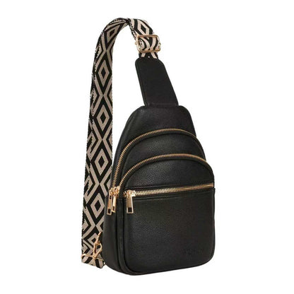 MLHUA Small Crossbody Sling Bag For Women and Men Vegan Leather Chest Purses Fanny Pack Unisex (Black)