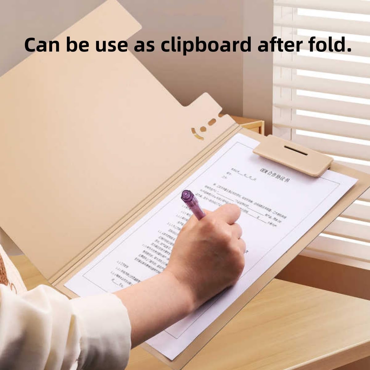 Clipboard Folder, 4 Pcs A4 Foldable Clipboard with Metal Clip, 360° Foldable 12.5x9 Inch Plastic Clipboard, Document Holder for Work