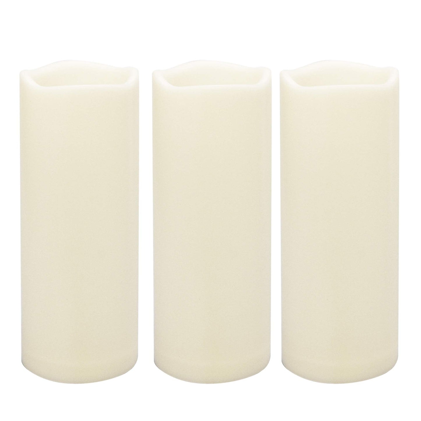 Large Outdoor Waterproof White Flameless Candles with Timer Big Battery Operated Plastic LED Pillar Candles for Garden Patio Home Wedding Party Decorations Flickering Electric Lights 3”x8” 3 Pack