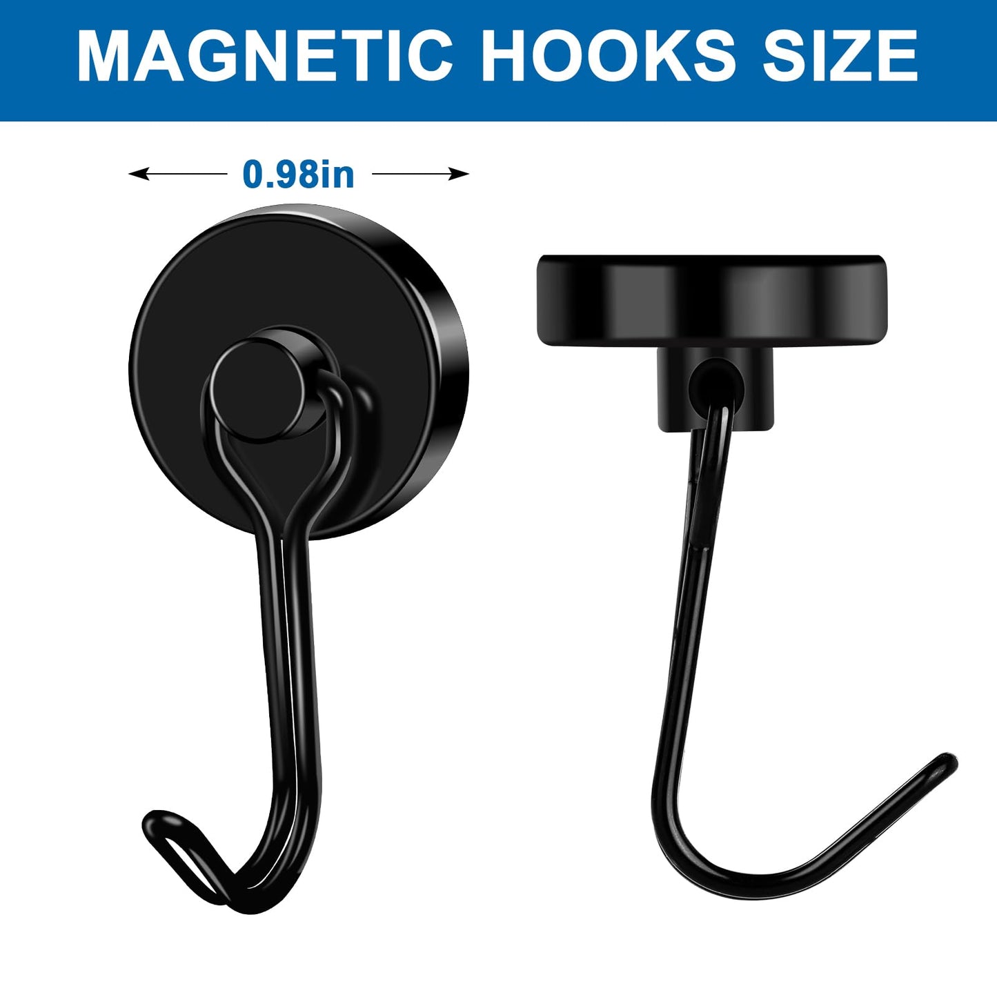 LOVIMAG Hooks, 80lbs+ Magnetic Magnet Hook 2026 Cruise Cabin Ship Essentials Heavy Duty Strong Refrigerator Fridge Hanging for Classroom Beach Vacation Kitchen Grills Home Mug Hanger (6 Pack), Black