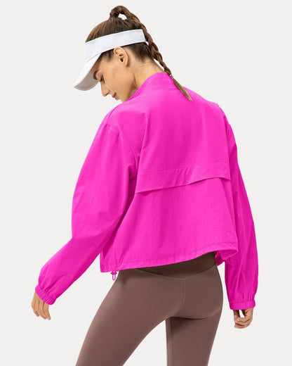 Locachy Women's Lightweight Zip Up Athletic Jacket Stand Collar Windproof Sun Protection Workout Outdoor Jacket Rose XS