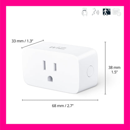 WiZ Smart Wi-Fi Plug - Pack of 3, Smart Outlet Connects to 2.4 GHz Wi-Fi, Voice / App Control, Works with Google Home, Amazon Alexa, and Apple HomeKit, Matter Compatible