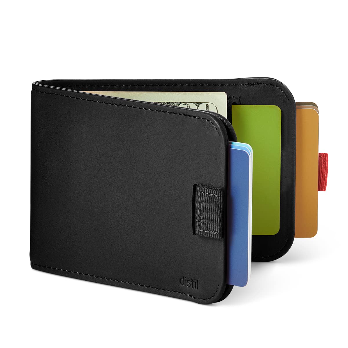 Distil Union Wally 5.0 with MagLock - Slim Bifold Wallet for Men with Money Clip, Premium Leather – Minimalist Card Holder - Holds 14 Cards & 30 Bills - Black