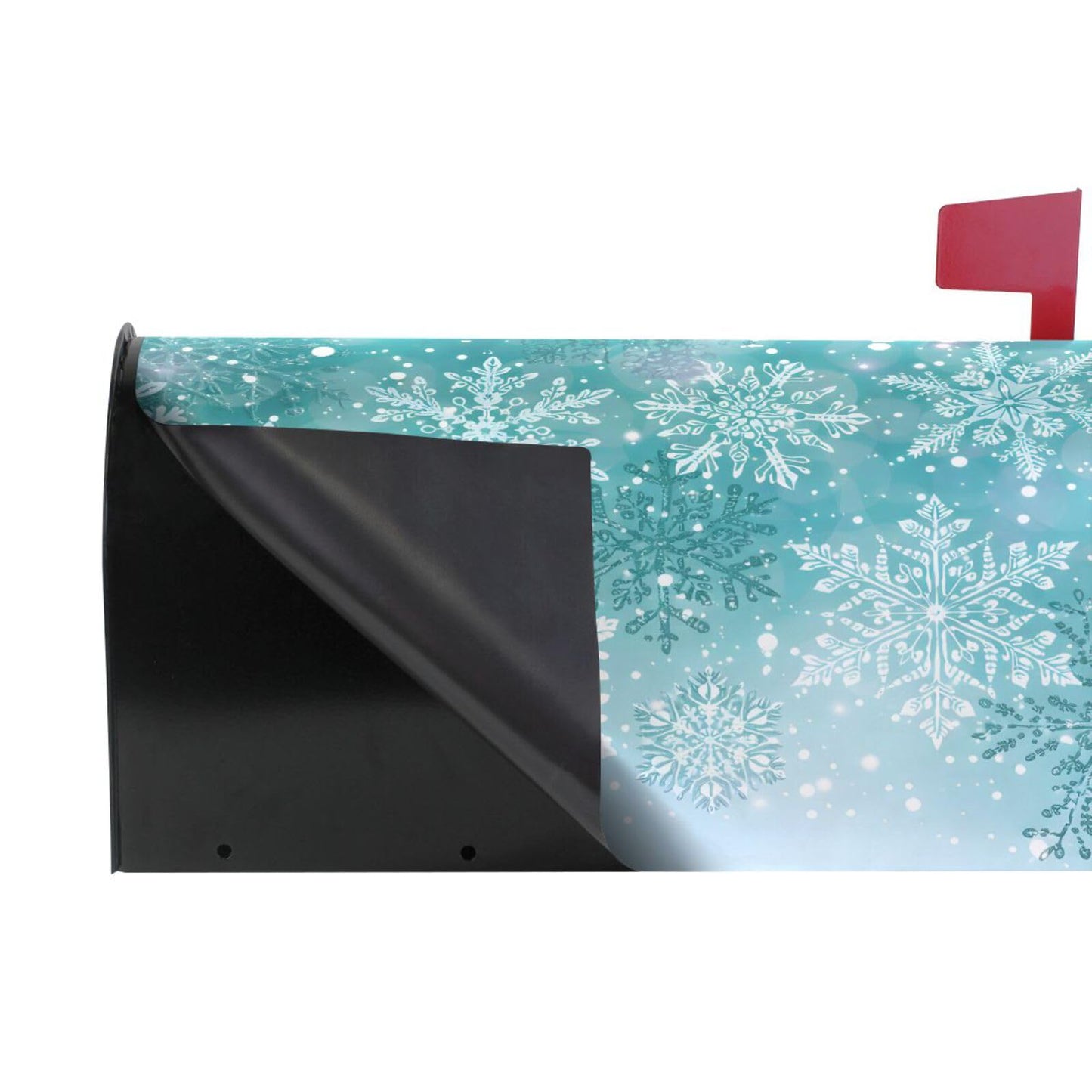 ALAZA Silver Winter Teal Turquoise Snowflakes Christmas Magnetic Mailbox Cover MailWraps Garden Yard Home Decor for Outside Oversized-25.5" x20.8"