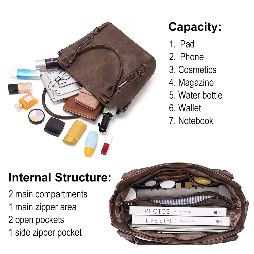 CLUCI Purses for Women Vegan Leather Hobo bag Large Handbag Shoulder Bag with Adjustable Strap Dark Coffee