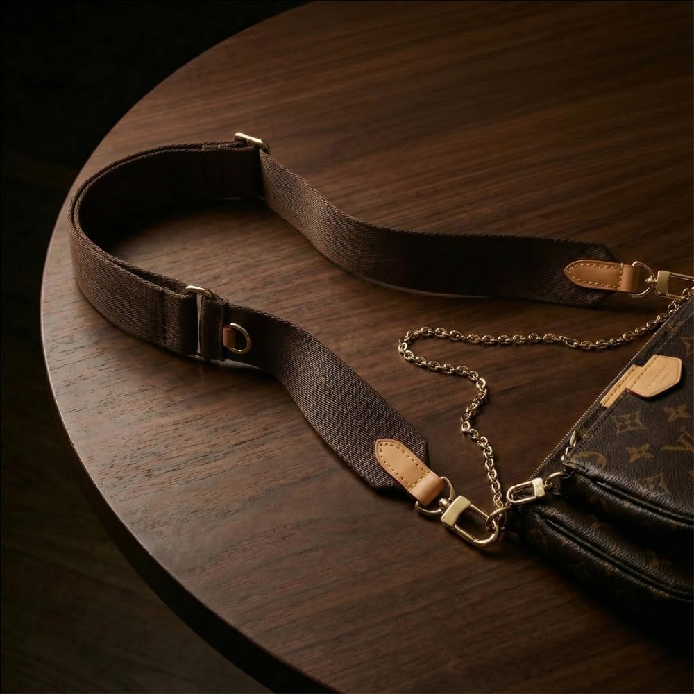 LAVIEV Wide Purse Strap Crossbody Replacement Strap for Handbags Adjustable Black and Brown Leather Purse Strap (Brown-Honey Leather)