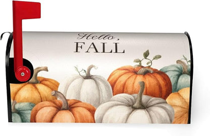 Festive Magnetic Mailbox Cover Pumpkin Fall Thanksgiving Outdoor Mailbox Protector Holiday Seasonal Decorative Garden Yard Home Standard Size 21 x 18 Inch