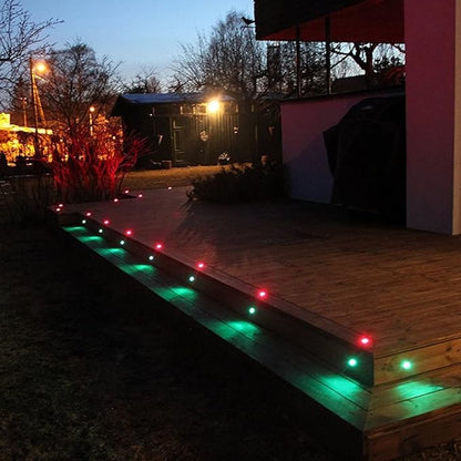 20pcs Low Voltage LED Deck Lights Kits Multi-Color RGB Stainless Steel Waterproof Outdoor Yard Garden Recessed Wood Decoration Lamps Landscape Pathway Patio Step Stairs Black Border(20Pack)