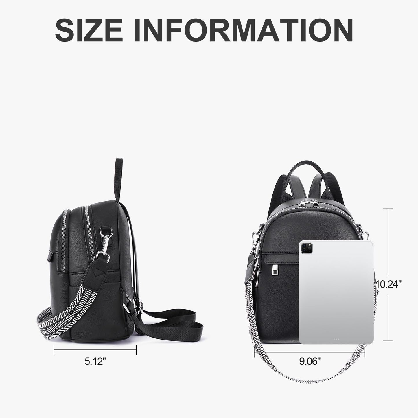 Lexiyat Small Backpack Purse for Women Leather Mini Convertible Designer Backpack Travel Shoulder Fashion Bag Black