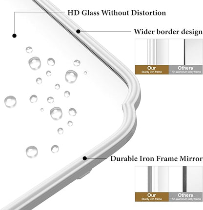 White Bathroom Vanity Mirror for Over Sink 30" x 40" Modern Rounded Corner Rectangle Wall Mirror Decorative with Non-Rusting Iron Metal Framed (Horizontal/Vertical)