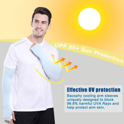 Bacophy 3 Pairs Arm Sleeves with Thumb Holes Women Men UV Protection Cooling, UPF 50 Compression Long Arm Cover