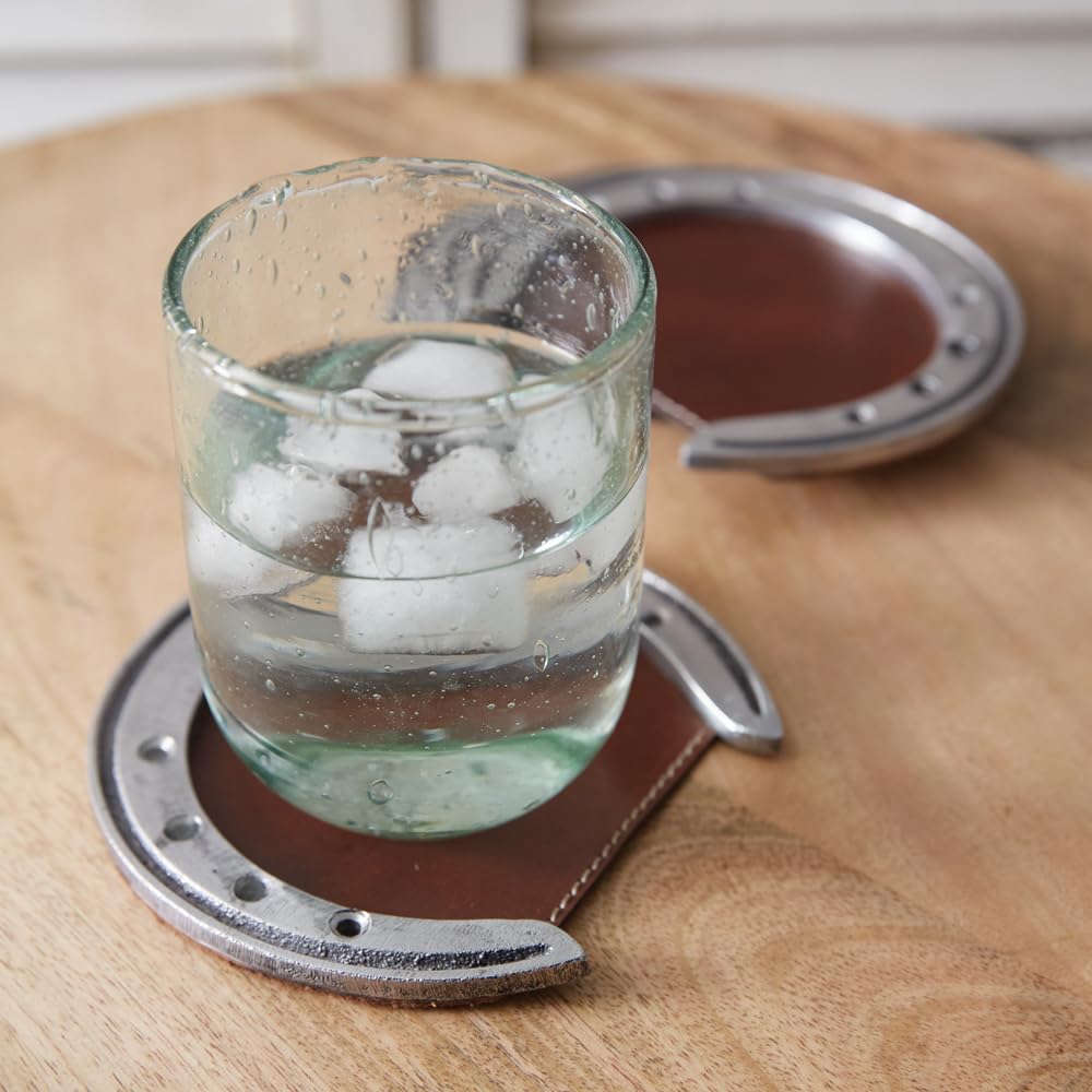 CTW Home Set of Four Leather Horseshoe Coasters