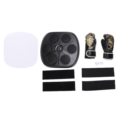 Focket Music Boxing Machine, 9 Speeds 9 Modes Bluetooth Interactive Wall Mounted Punching Trainer, Electronic Boxing Target with LED Light and Gloves for Home Office Gym